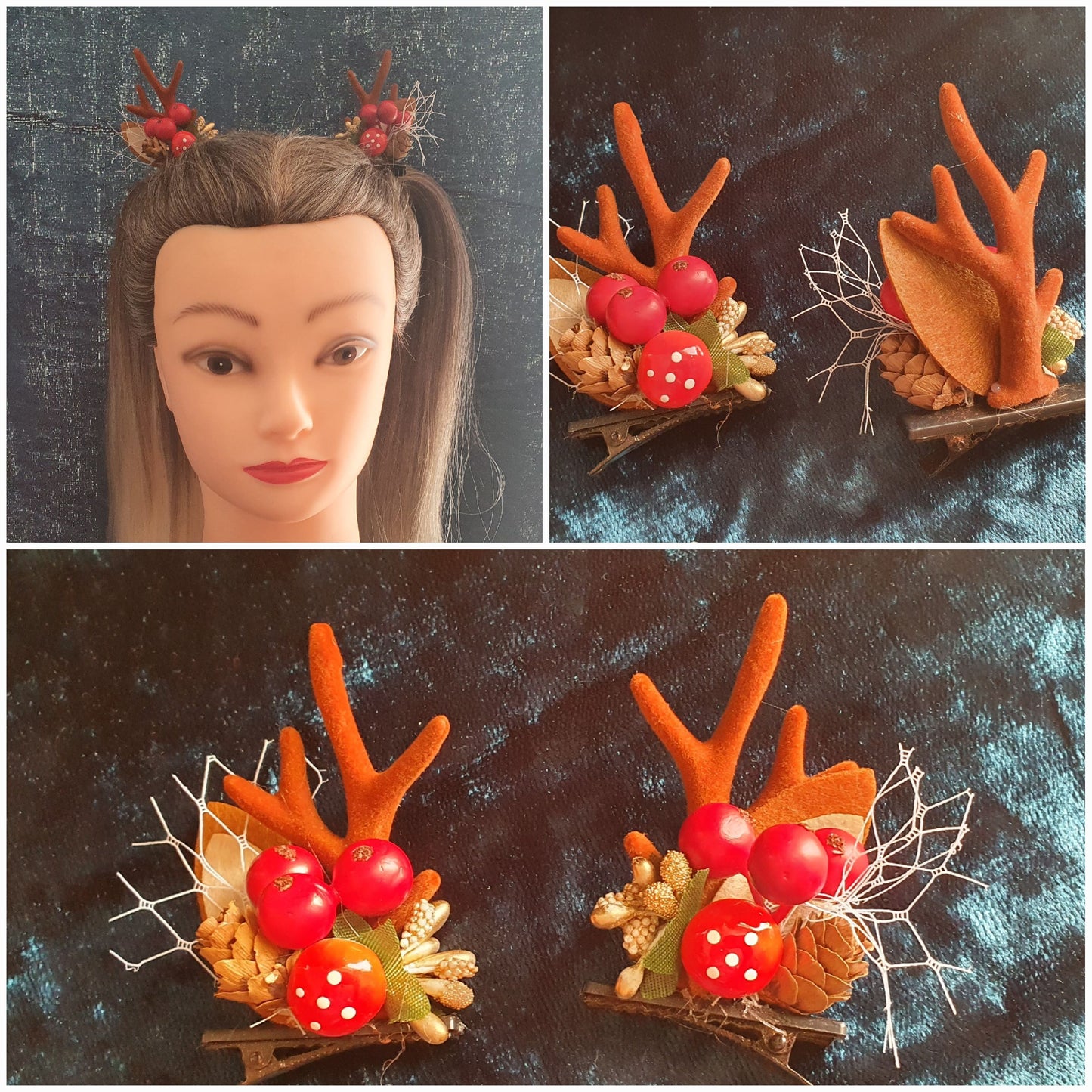 Reindeer elk antler ear Christmas hair clip pair sets