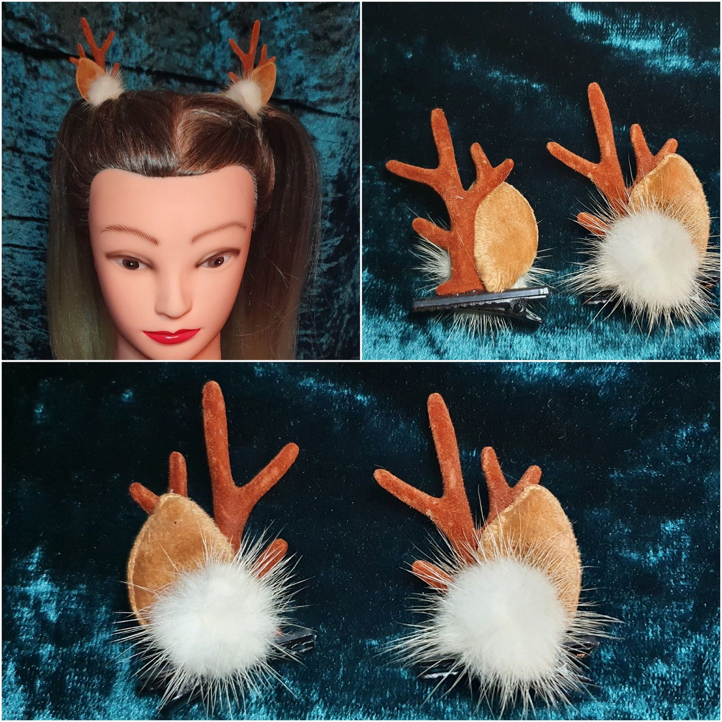 Reindeer elk antler ear Christmas hair clip pair sets