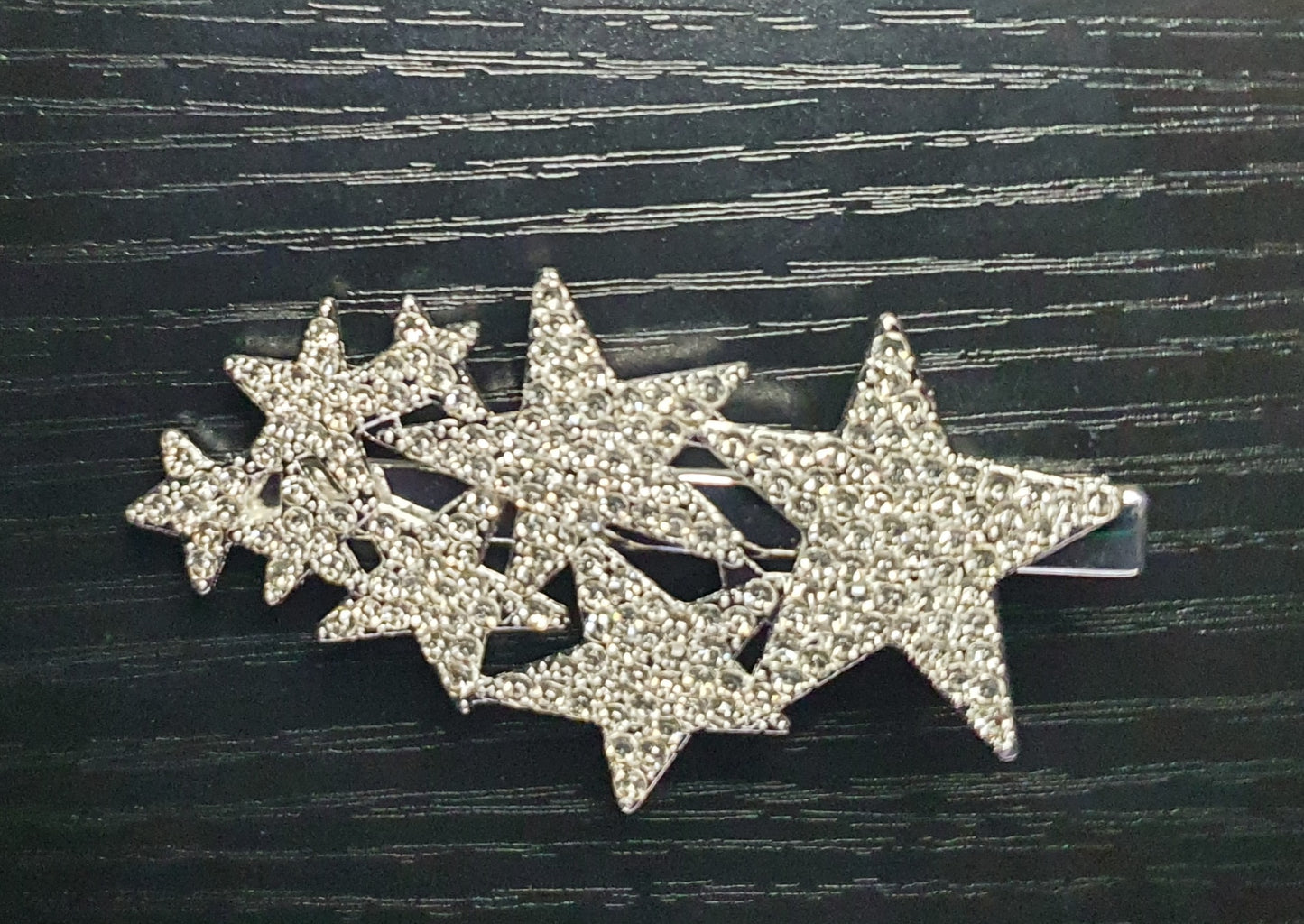 Crystal silver & gold stars hair slides