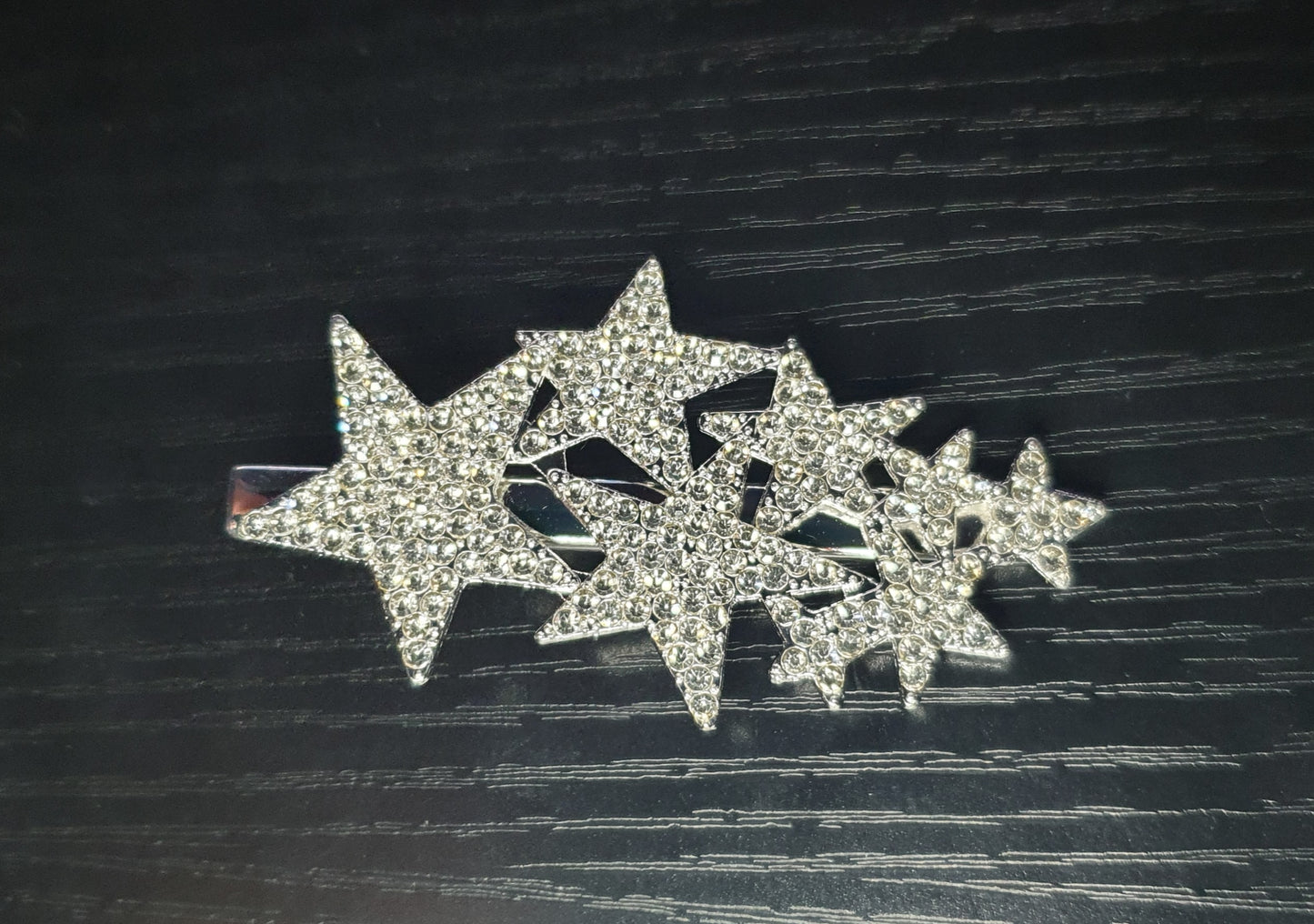 Crystal silver & gold stars hair slides