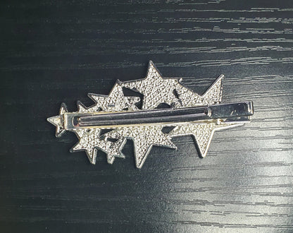 Crystal silver & gold stars hair slides
