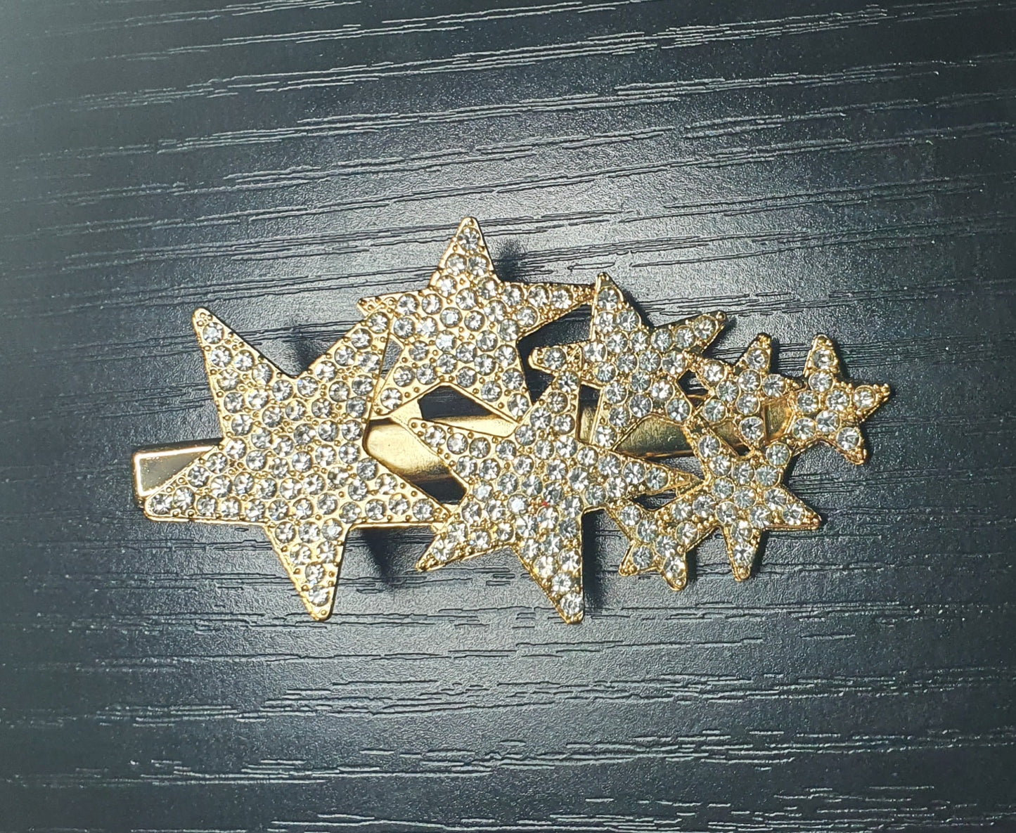 Crystal silver & gold stars hair slides