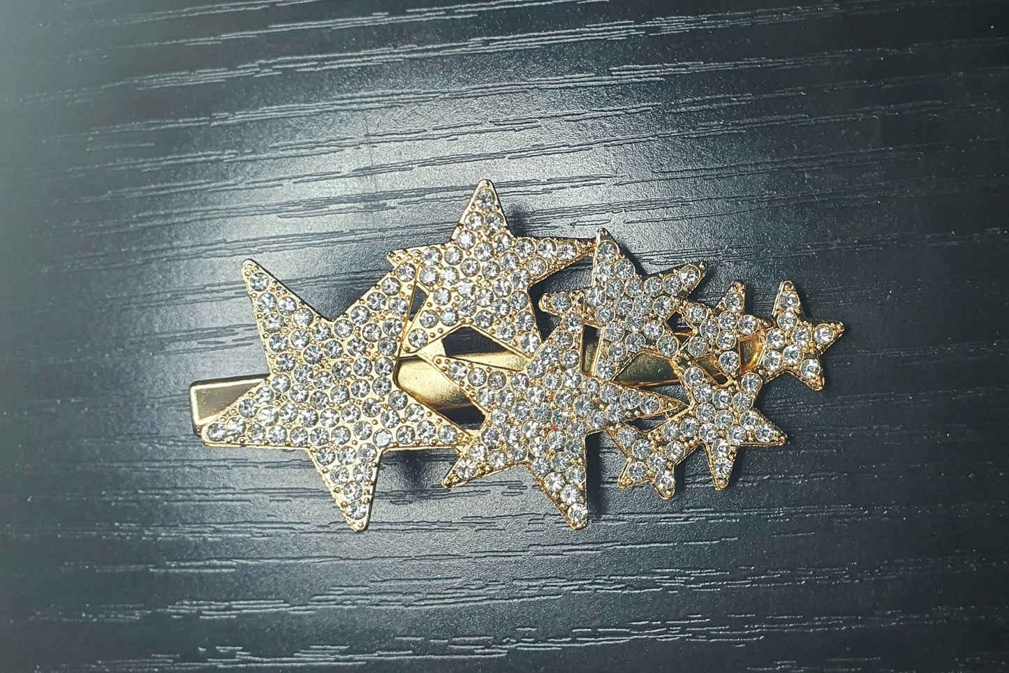 Crystal silver & gold stars hair slides