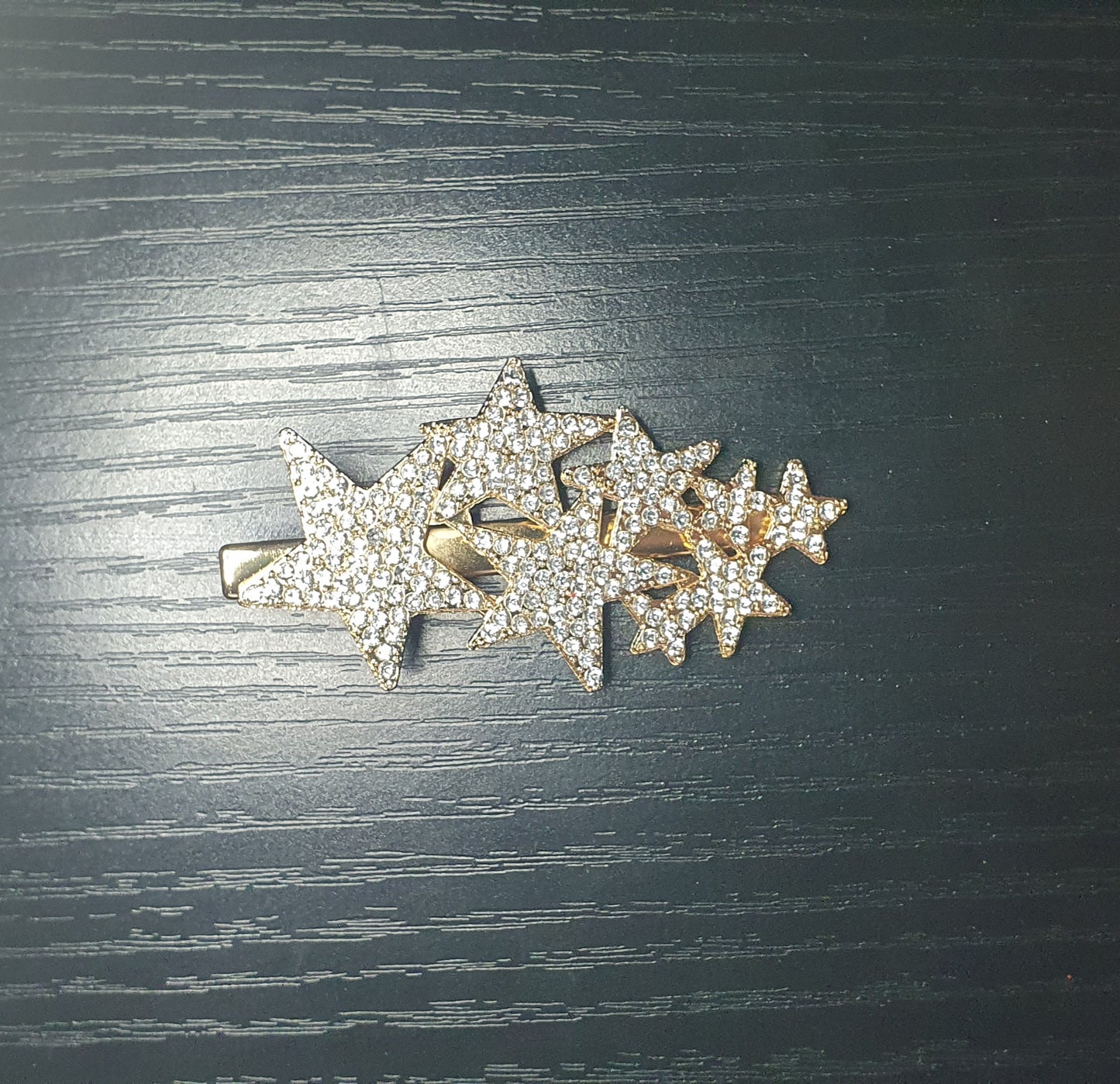 Crystal silver & gold stars hair slides