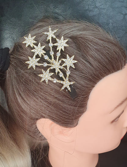 Star hair clip with crystal rhinestones