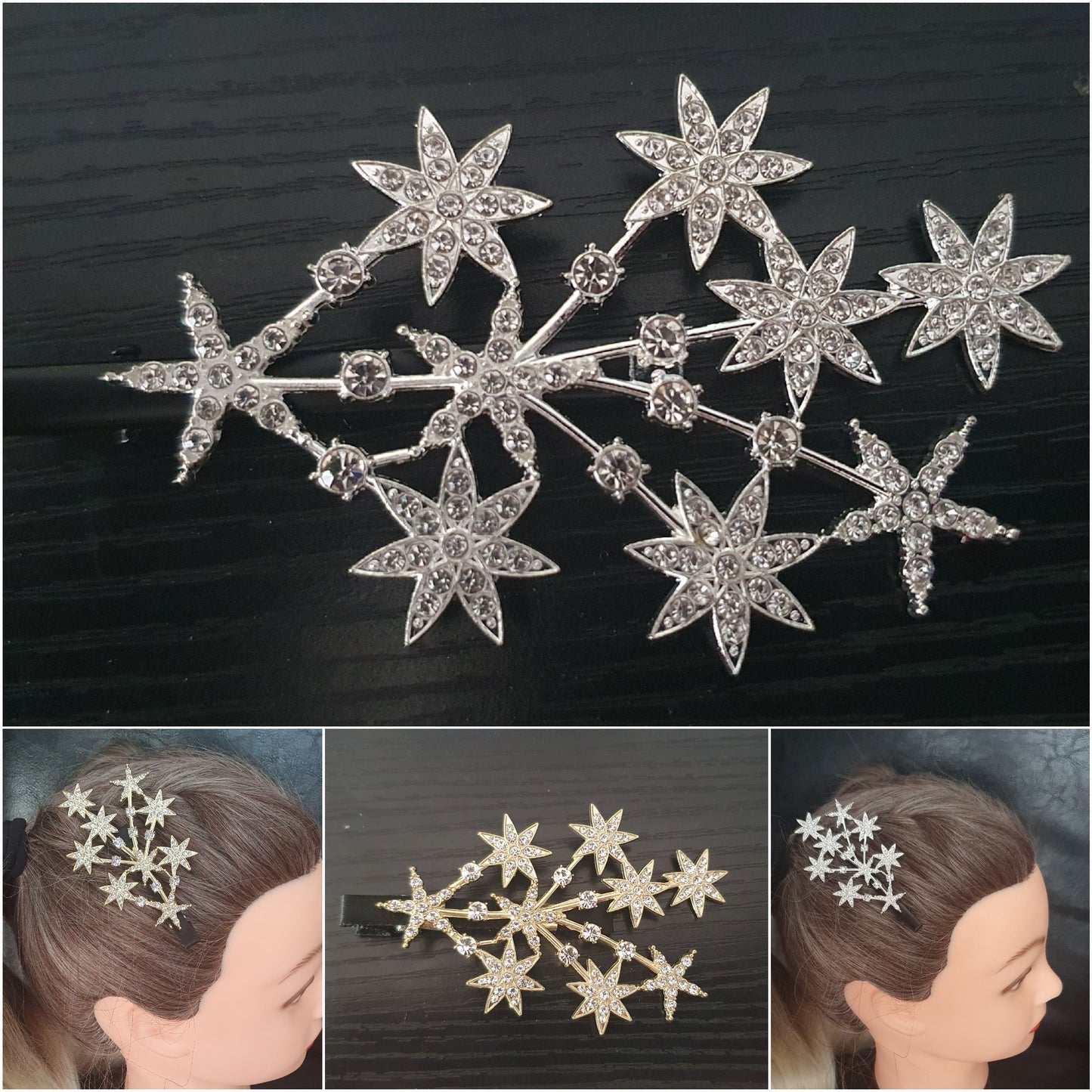 Star hair clip with crystal rhinestones