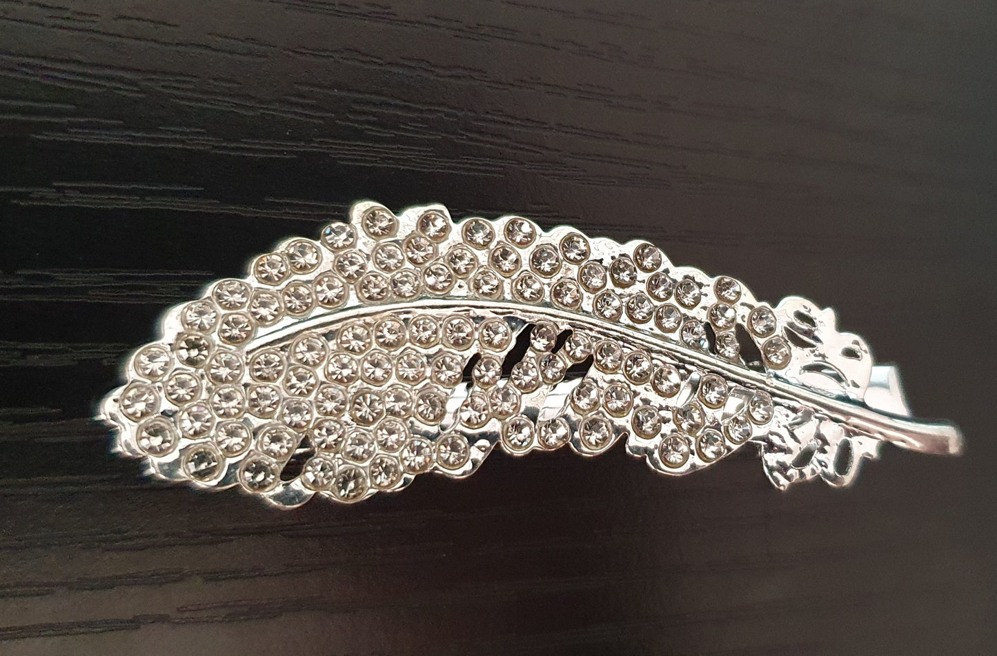 Feather crystal rhinestone hair clips