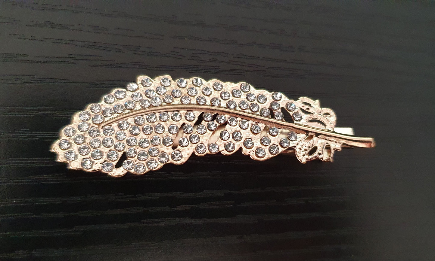 Feather crystal rhinestone hair clips