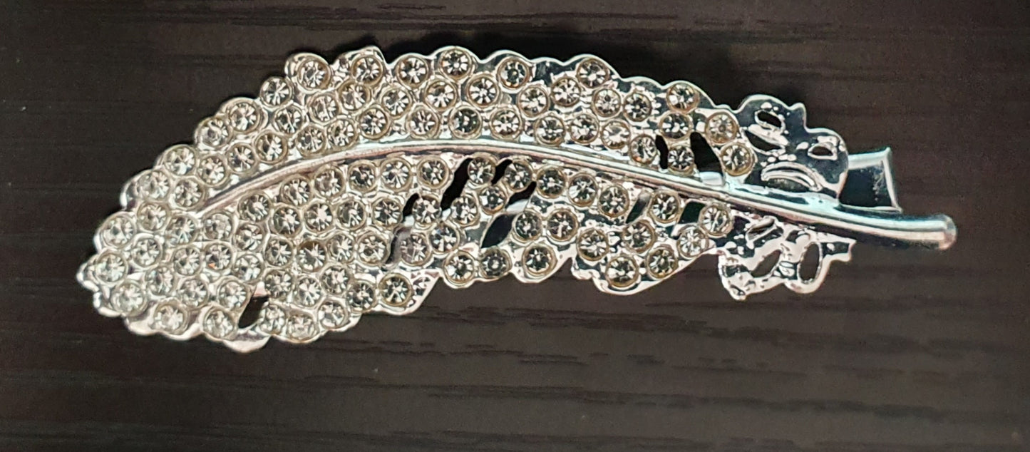 Feather crystal rhinestone hair clips