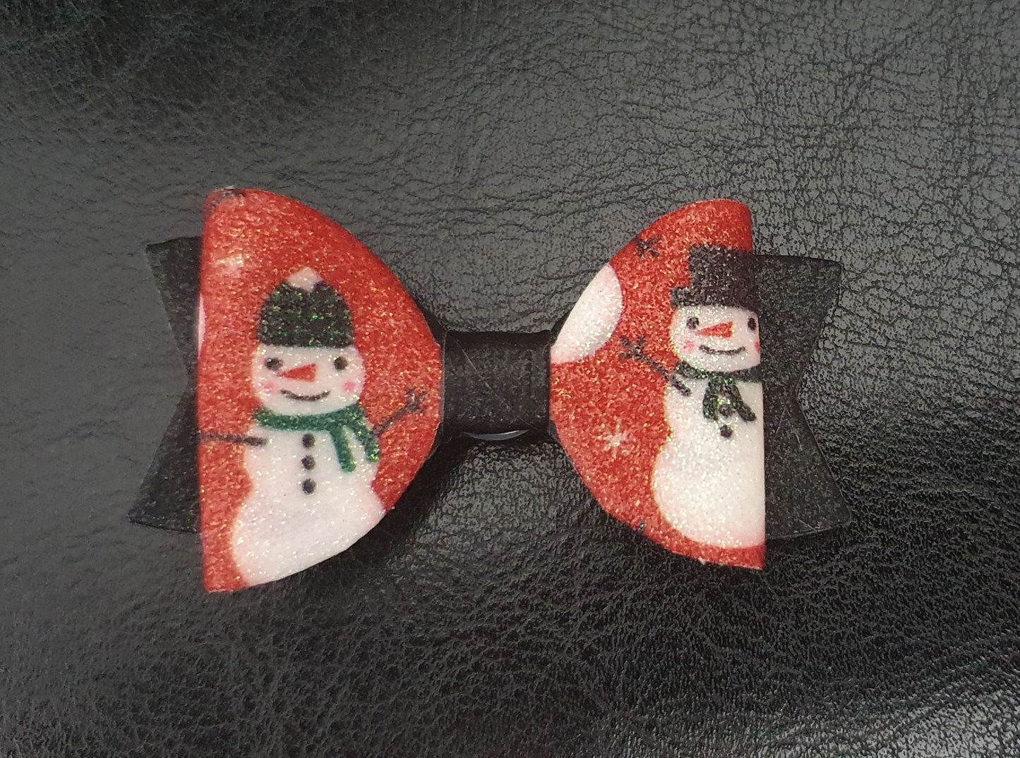 Set of two snowman Christmas hair bows