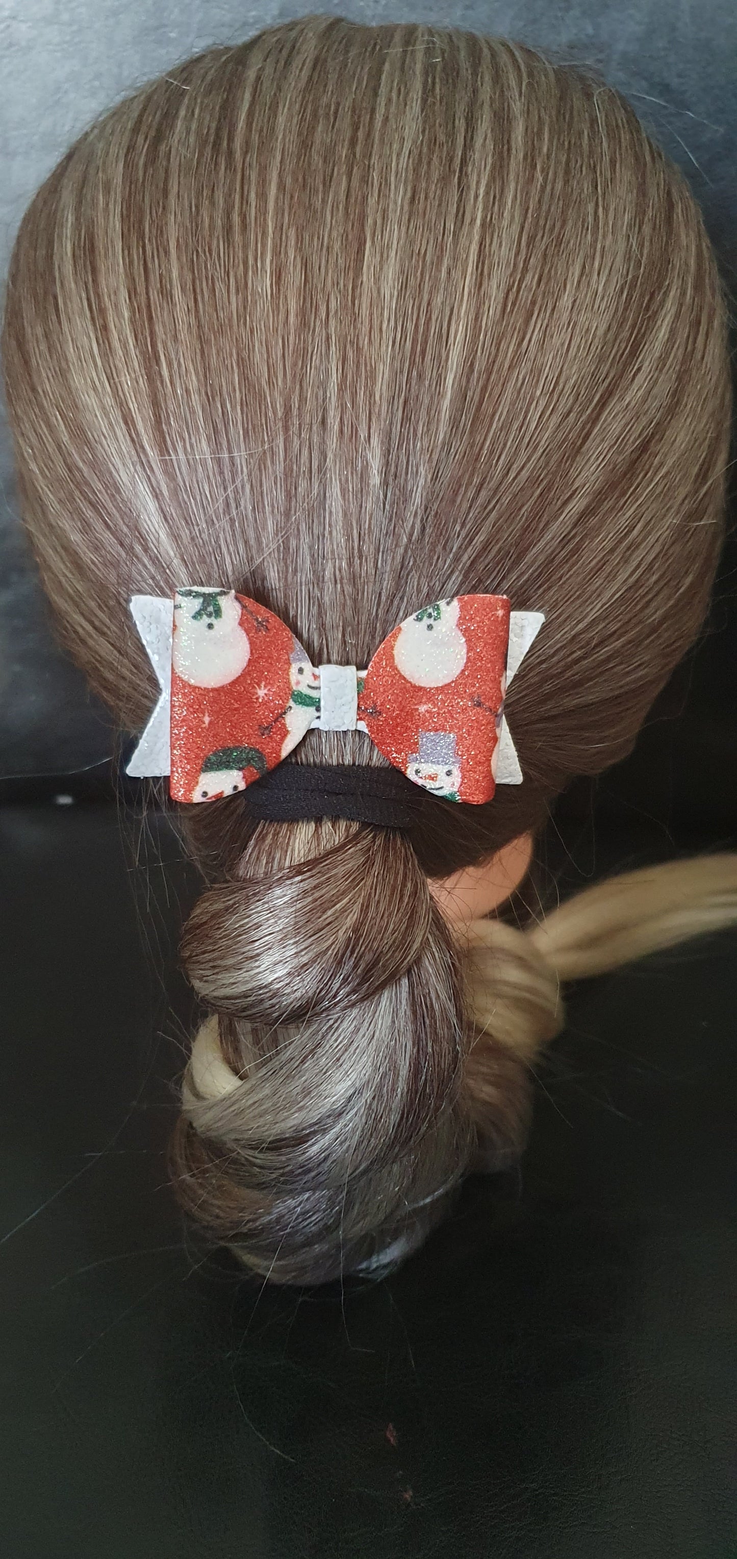 Set of two snowman Christmas hair bows