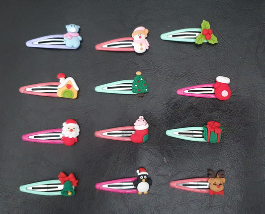 Christmas handmade hair clips slides