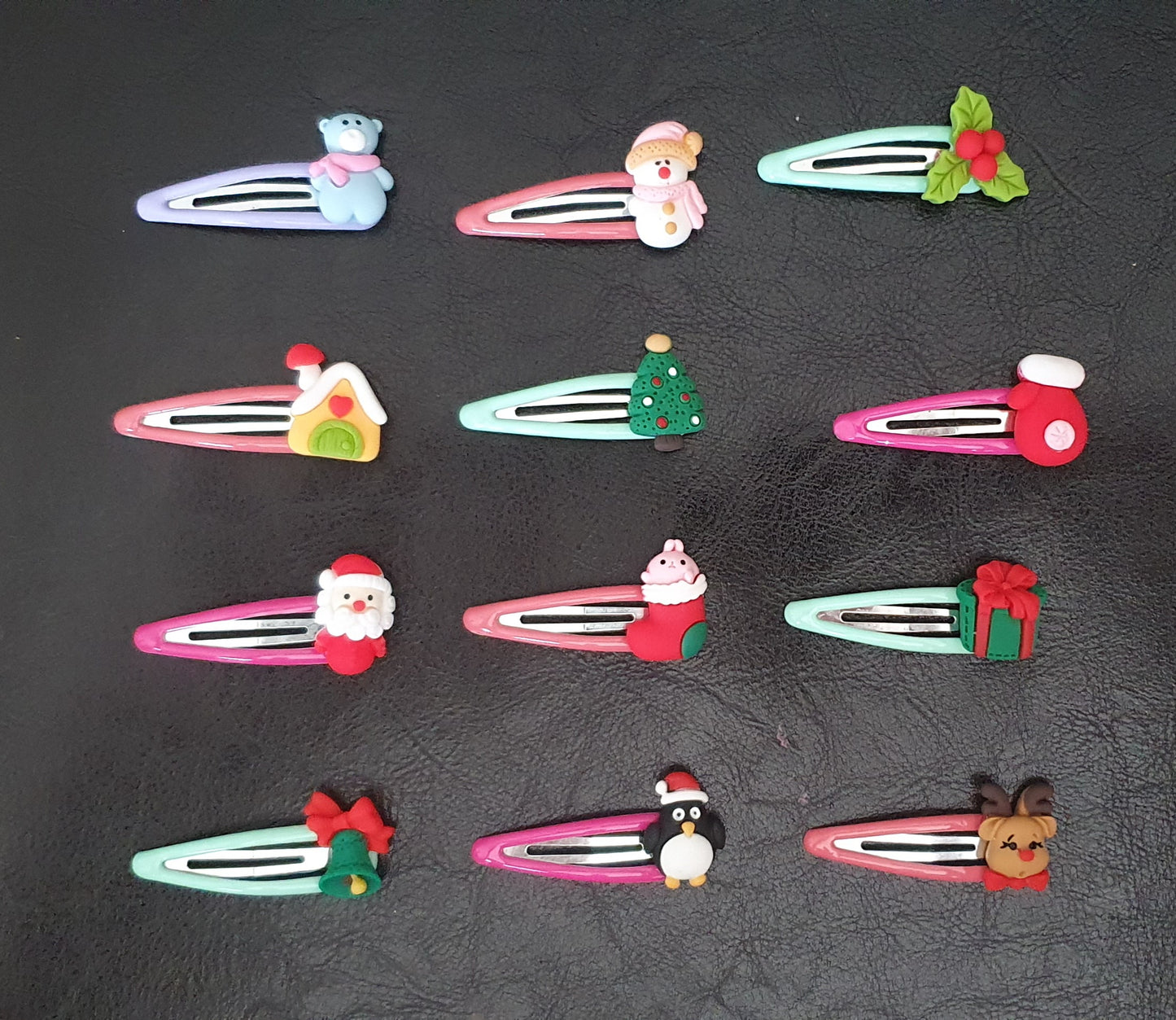 Christmas handmade hair clips slides