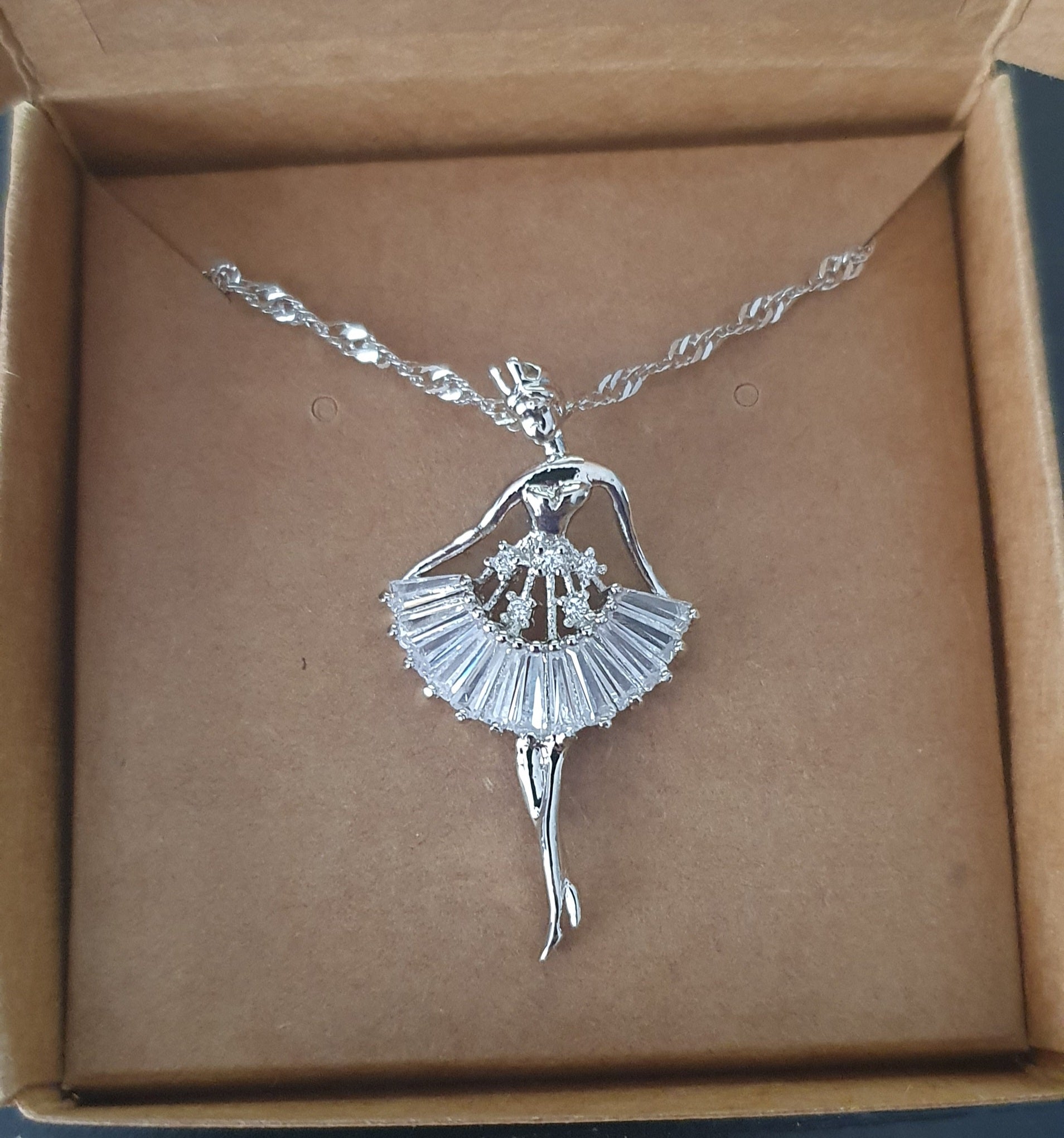 Silver on sale ballerina necklace