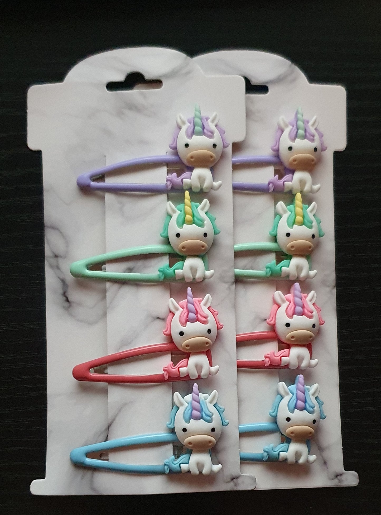 Unicorn hair clips set of four