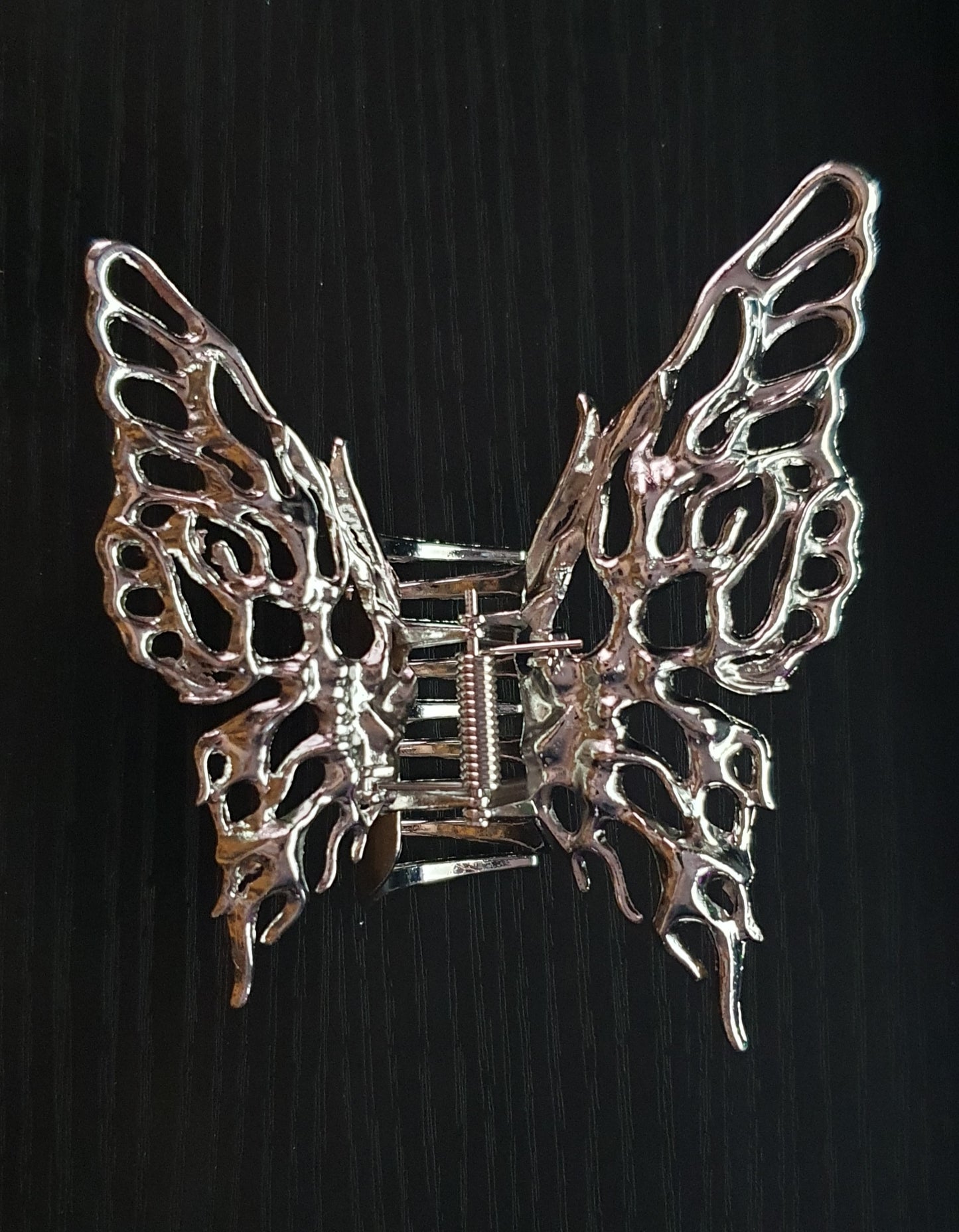 Silver butterfly hair clip claw