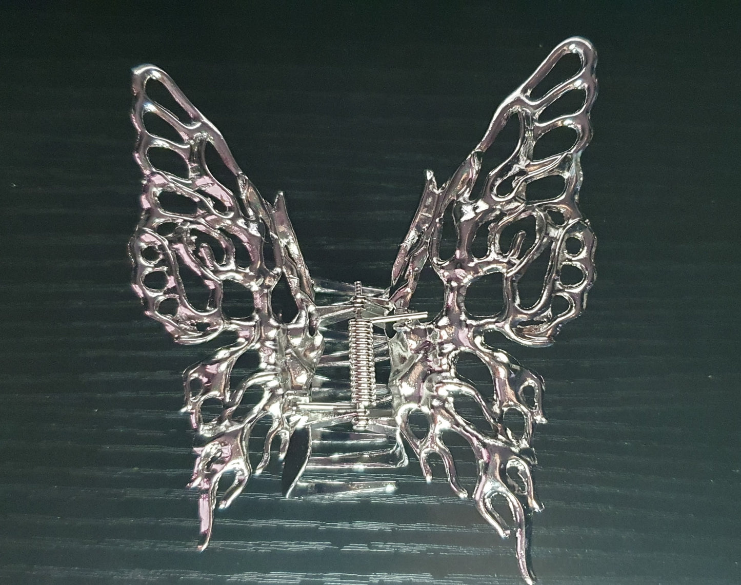 Silver butterfly hair clip claw