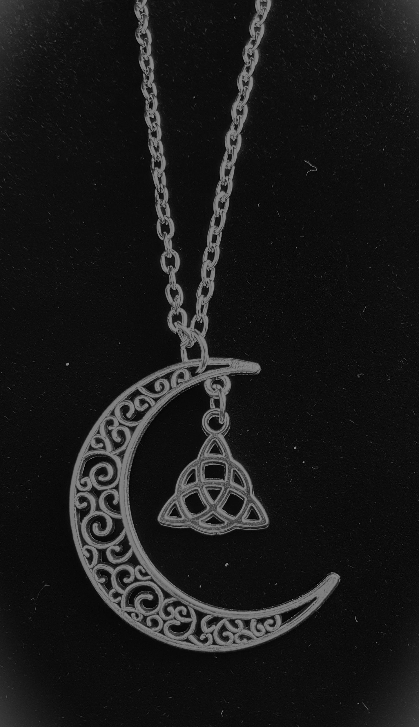 Crescent moon and Celtic  pendant necklace