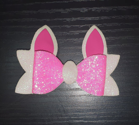 Pink and White Easter Bunny Bow Hair Clip