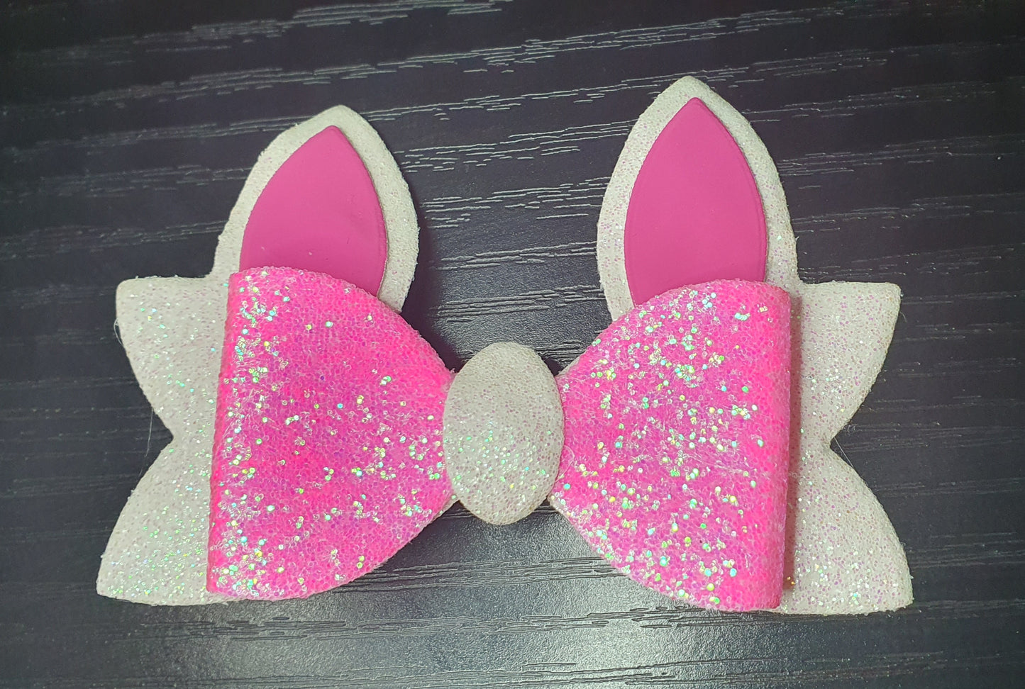 Pink and White Easter Bunny Bow Hair Clip