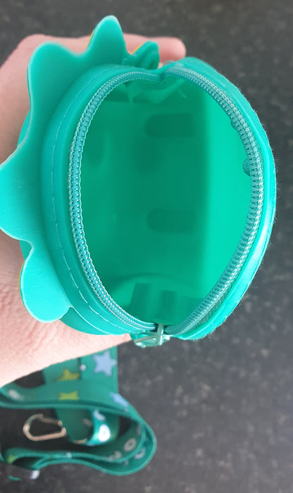 Green Dinosaur cross body shoulder silicone kids bag purse