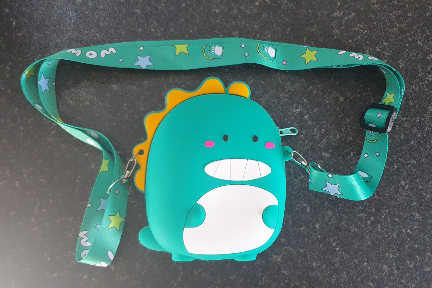 Green Dinosaur cross body shoulder silicone kids bag purse