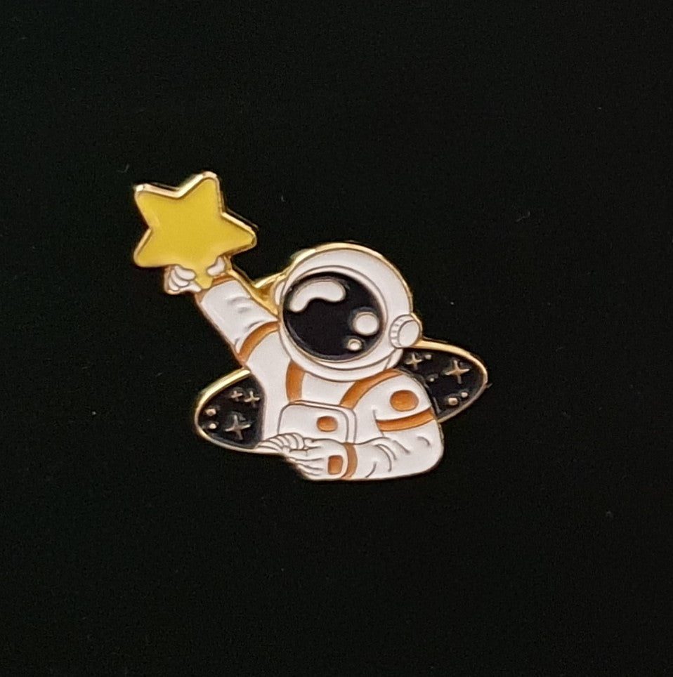 Astronaut Enamel Pins Planet Clock Rocket Whale Star Moon Galaxy Coffee Metal Brooches Badges