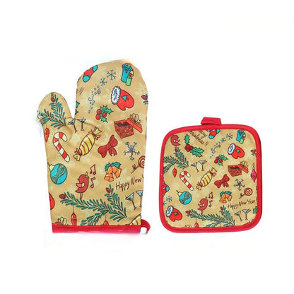 Christmas themed Christmas oven gloves mitt pot holder