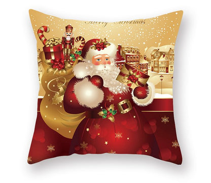gold and red cushion cover Santa holder sack of presents