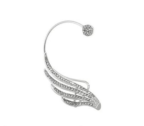 Crystal feather wing ear cuff clip