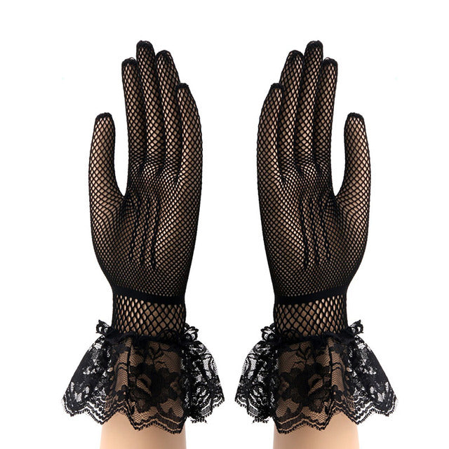 Elegant lace wrist gloves with bowknot