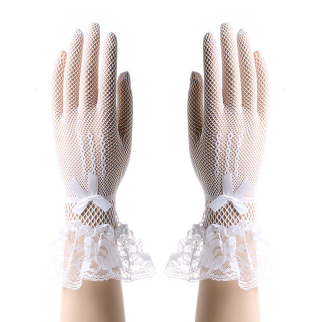 Elegant lace wrist gloves with bowknot