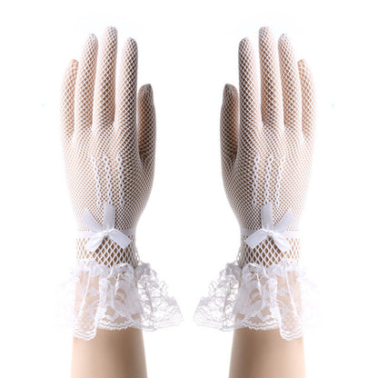 Elegant lace wrist gloves with bowknot