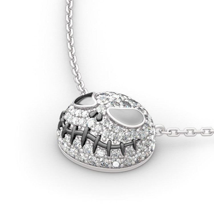 Silver and Crystal Skeleton Necklace Pendant