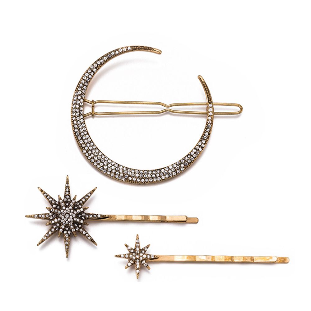 Stars and moon celestial classic vintage hair clip sets