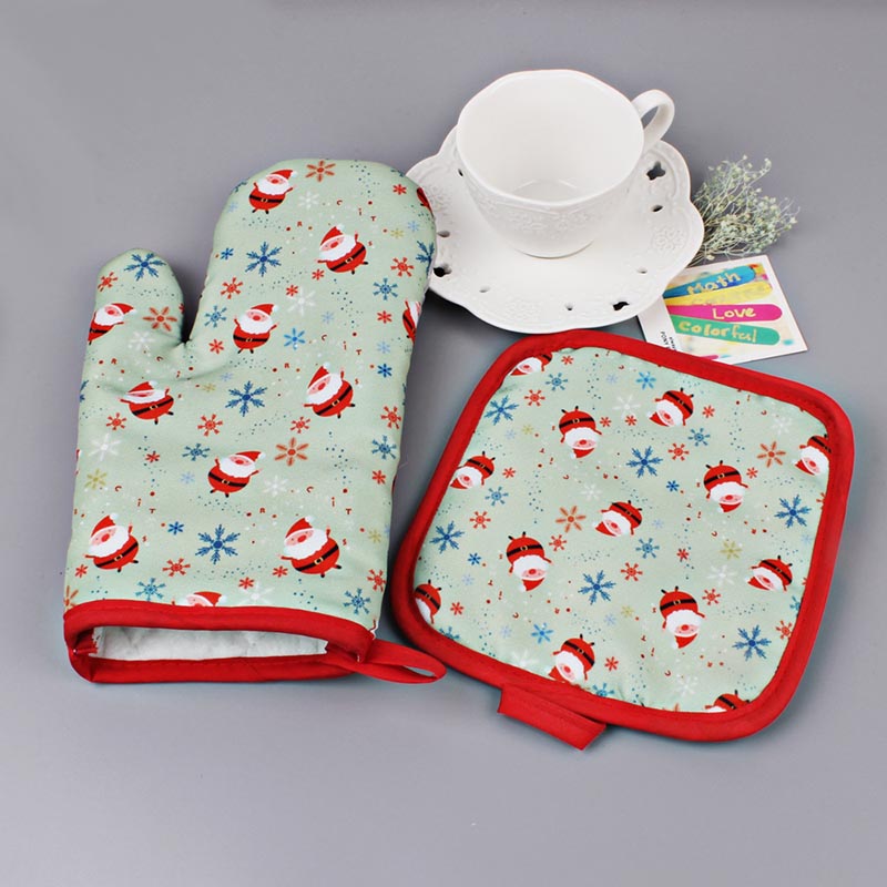 santa snowflake design Christmas oven gloves mitt pot holder