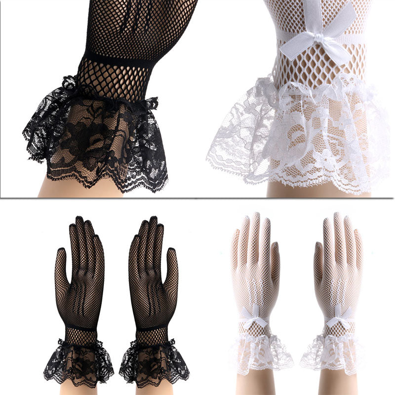 Elegant lace wrist gloves with bowknot