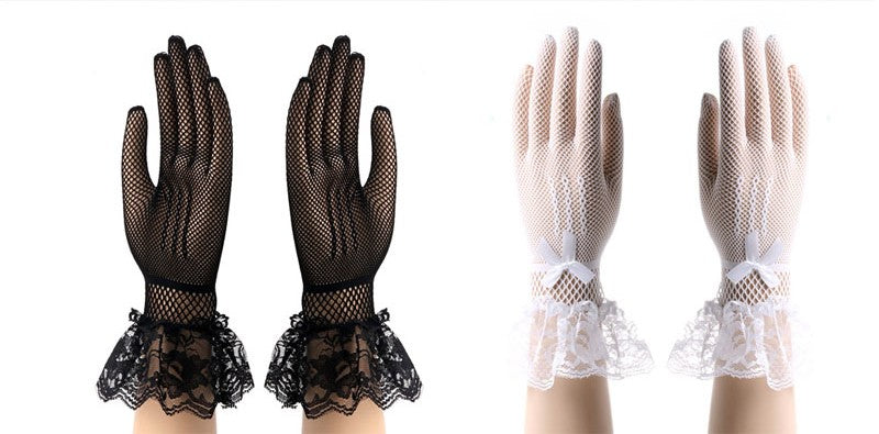 Elegant lace wrist gloves with bowknot