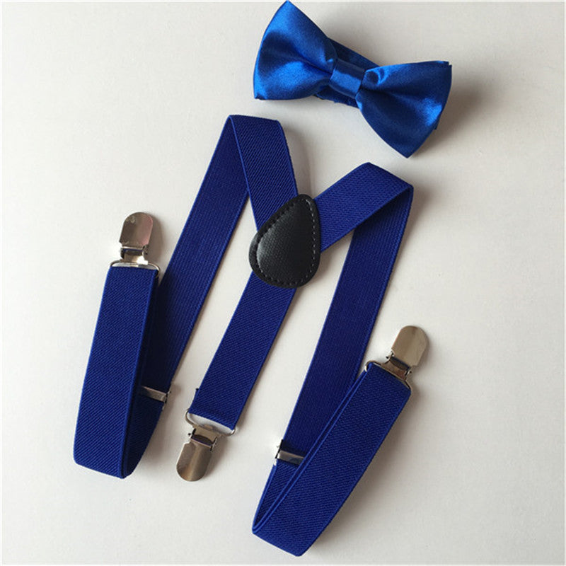 Kids adjustable braces suspenders and bow tie set