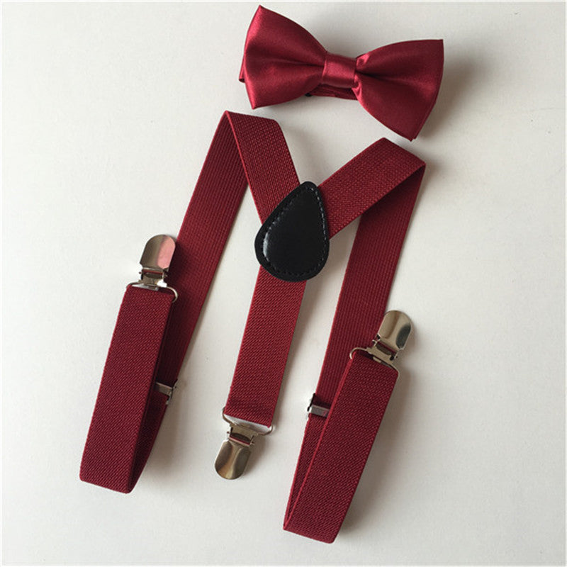 Kids adjustable braces suspenders and bow tie set