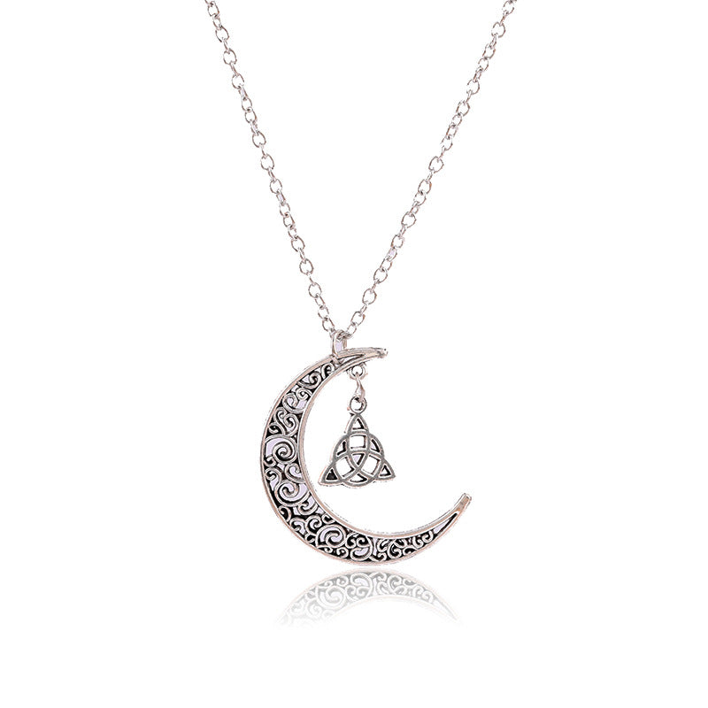 Crescent moon and Celtic  pendant necklace