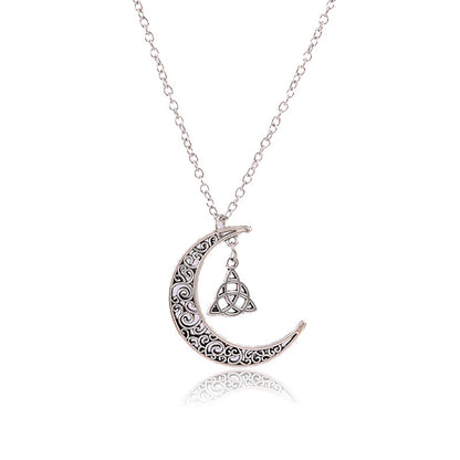 Crescent moon and Celtic  pendant necklace