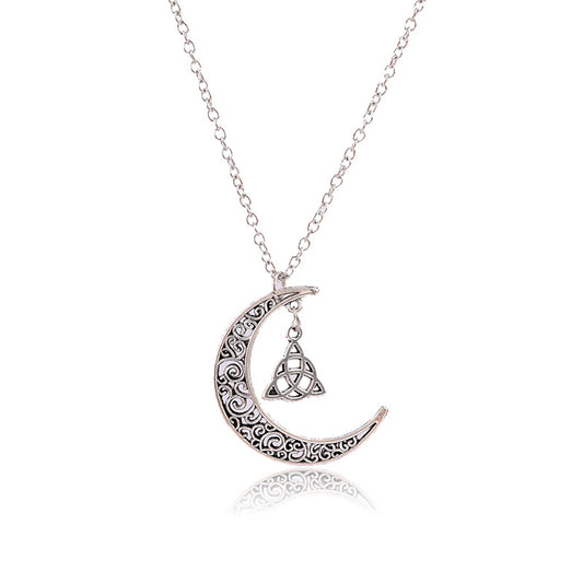 Crescent moon and Celtic  pendant necklace