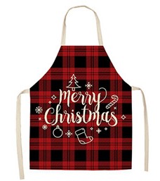 merry christmas checked black and red apron