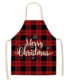 black and red checked apron saying merry christmas