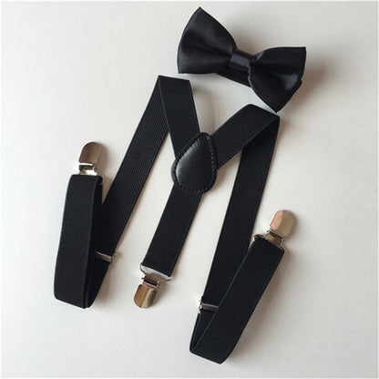 Kids adjustable braces suspenders and bow tie set