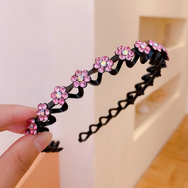 Girls pretty rhinestone flower head bands