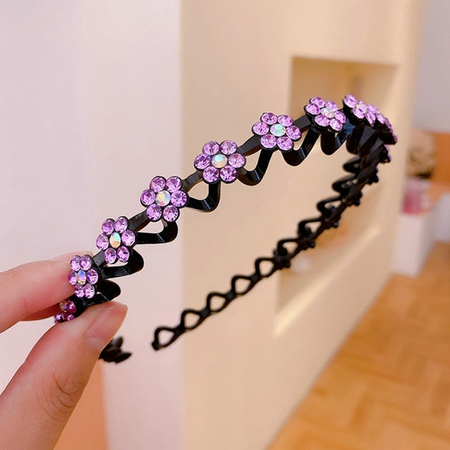 Girls pretty rhinestone flower head bands