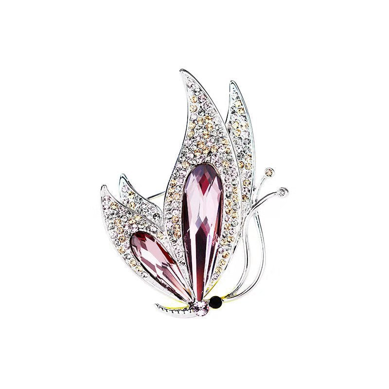 Butterfly Brooch With Crystals