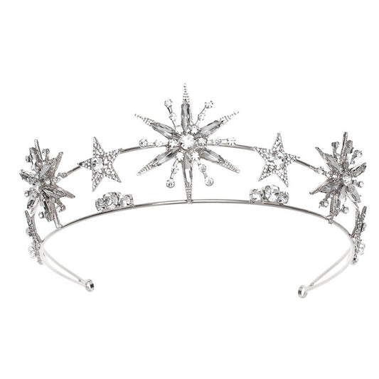 Starry celestial crystal tiara crown